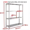 L120xW40xH155cm 4 Tiers Heavy Duty Stainless Steel Kitchen Rack Storage Rack