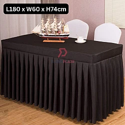 L180xW60xH74cm Black Color Table Skirting Cloth Table Cover Alas Meja