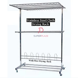 Foldable Mobility Stainless Steel Clothes Hanger Clothes Drying Rack Shoes Rack Rak Penyidai Baju