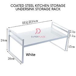 White Coated Steel Kitchen Shelf Storage Under Sink Multi Storage Rack