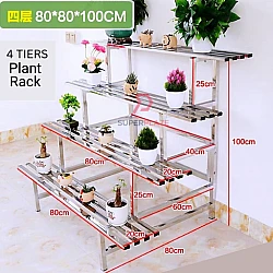 80cm 4 Tiers Plant Rack Ladder Balcony Stainless Steel Flower Pot Stand Indoor Outdoor Multi-Layer Plant Stand