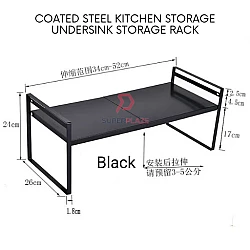 Black Coated Steel Kitchen Shelf Storage Under Sink Multi Storage Rack