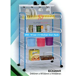 With Wheel EC620AR 3V Multipurpose Kitchen Dish Rack Rak Pinggan Mangkuk Rak Serbaguna
