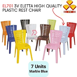 Marble Blue Color 7 Pcs 3V Eletta High Quality Plastic Rest Chair Stackable Dining Chair