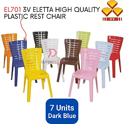 Dark Blue Color 7 Pcs 3V Eletta High Quality Plastic Rest Chair Stackable Dining Chair