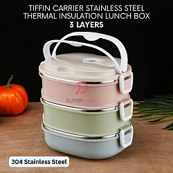304 Stainless Steel Tiffin Carrier Thermal Insulation Lunch Box LeakProof Food Container Bento Box Kotak Nasi