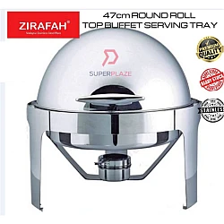 47cm Stainless Steel Round Roll Top Chafing Dish Buffet Set Catering Set
