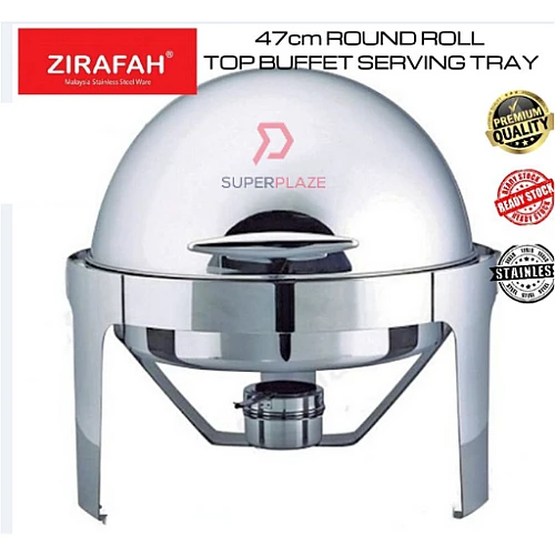 47cm Stainless Steel Round Roll Top Chafing Dish Buffet Set Catering Set