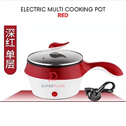 Red 18cm Mini Multifunction Stainless Steel Electric Cooker Frying Pan Pot Periuk Serbaguna