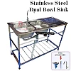Dual Sink Stainless Steel Kitchen Double Sink Drainer Dish Rack Organizer