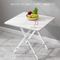White Wood Foldable Dining Table Kitchen Study Picnic Table Meja Makan Meja Lipat