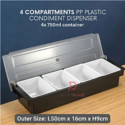 4 Compartments Pints PP Plastic Condiment Holder Seasoning Dispenser