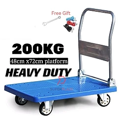 200kg Heavy Duty Plastic Platform Trolley Troli Cart Hand Truck Trolley PVC Platform