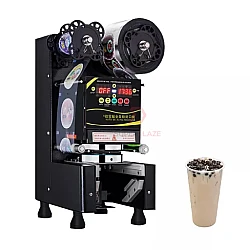 Black Fully Automatic Electric Cup Sealing Machine Bubble Tea Cup Sealer Beverage Packaging
