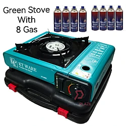 Green Stove With 8 Gas Portable Gas Stove Steamboat Stove Picnic Stove Camping Stove Butane Gas Stove Dapur Kelah