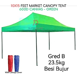 10x15 Feet Green Color 23.5Kg Gred B Roof 80cm Full Set Foldable Canopy Tent Gazebo Folding Portable Tent