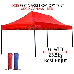 10x15 Feet Red Color 23.5Kg Gred B Roof 80cm Full Set Foldable Canopy Tent Gazebo Folding Portable Tent