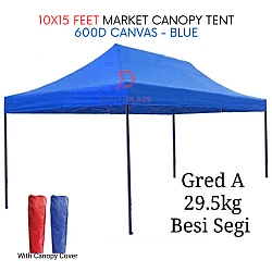 10x15 Feet Blue Color 29.5Kg Gred A Roof 80cm Full Set Foldable Canopy Tent Gazebo Folding Portable Tent