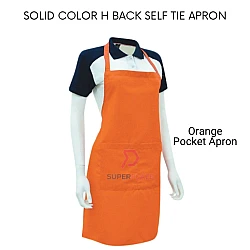 Orange Solid Color H Back Self Tie Apron Bib Pocket Kitchen Chef Apron Workshop Art Bakery Apron