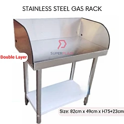 Double Layer Stainless Steel Stove Table Gas Rack Working Table Meja Dapur