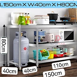 L150xW40xH80cm Stainless Steel Kitchen Rack Stove Cooking Rack Oven Water Filter Storage Rack