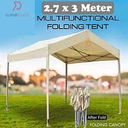 Beige White 2.7x3 Meter Folding Tent Canopy Khemah Lipat Bazaar Canopi Umbrella