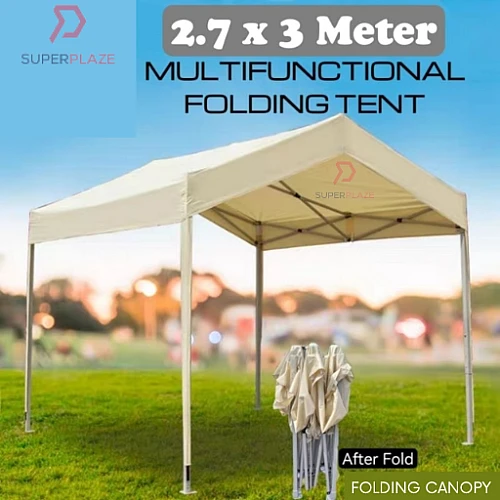 Beige White 2.7x3 Meter Folding Tent Canopy Khemah Lipat Bazaar Canopi Umbrella