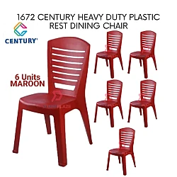 6 Pcs Maroon Color 1672 Century Heavy Duty Plastic Rest Chair Dining Chair Stackable Stool Bench