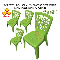 Apple Green Color 4 Pcs 3V EZ High Quality Stackable Dining Plastic Chair Rest Chair Heavy Duty