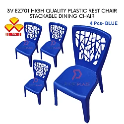 Blue Color 4 Pcs 3V EZ High Quality Stackable Dining Plastic Chair Rest Chair Heavy Duty