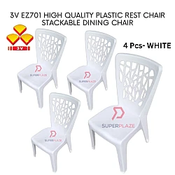 White Color 4 Pcs 3V EZ High Quality Stackable Dining Plastic Chair Rest Chair Heavy Duty