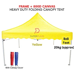 Yellow 8x8 Feet Full Set 800D Canvas Heavy Duty Folding Canopy Tent Kanopi Bazar Payung Pasar Malam Khemah