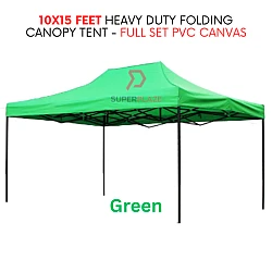 Green 10x15 Feet Full Set PVC Canvas Heavy Duty Folding Canopy Tent Kanopi Bazar Pasar Malam Tent