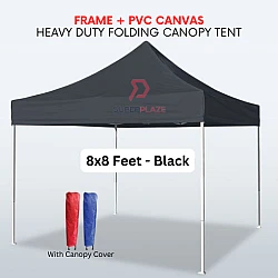 Black 8x8 Feet Full Set PVC Canvas Heavy Duty Folding Canopy Tent Kanopi Bazar Payung Pasar Malam Khemah