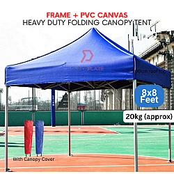 Blue 8x8 Feet Full Set PVC Canvas Heavy Duty Folding Canopy Tent Kanopi Bazar Payung Pasar Malam Khemah