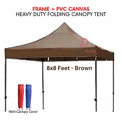 Brown 8x8 Feet Full Set PVC Canvas Heavy Duty Folding Canopy Tent Kanopi Bazar Payung Pasar Malam Khemah