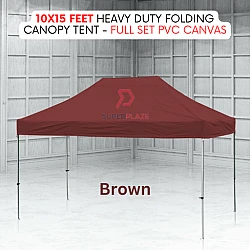 Brown 10x15 Feet Full Set PVC Canvas Heavy Duty Folding Canopy Tent Kanopi Bazar Pasar Malam Tent