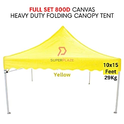 Yellow 10x15 Feet Full Set 800D Canvas Heavy Duty Folding Canopy Tent Kanopi Bazar Pasar Malam Tent