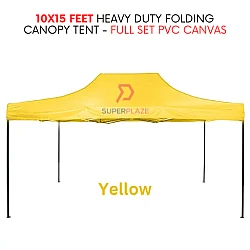 Yellow 10x15 Feet Full Set PVC Canvas Heavy Duty Folding Canopy Tent Kanopi Bazar Pasar Malam Tent