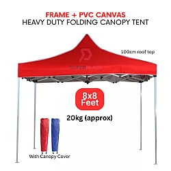 Red 8x8 Feet Full Set PVC Canvas Heavy Duty Folding Canopy Tent Kanopi Bazar Payung Pasar Malam Khemah
