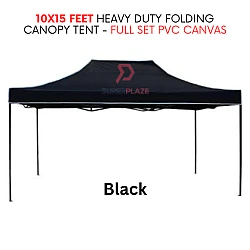 Black 10x15 Feet Full Set PVC Canvas Heavy Duty Folding Canopy Tent Kanopi Bazar Pasar Malam Tent