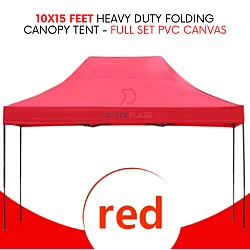 Red 10x15 Feet Full Set PVC Canvas Heavy Duty Folding Canopy Tent Kanopi Bazar Pasar Malam Tent