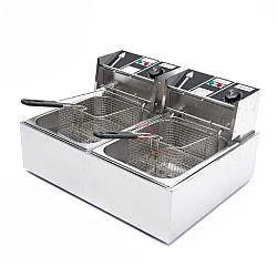 2x8 Liter Dual Commercial Electric Stainless Steel Deep Fryer Portable Double Tank Fryer
