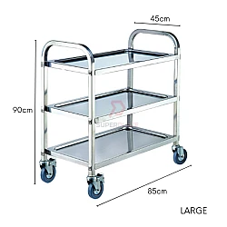 Large Stainless Steel Food Court Collector Cart Food Serving Utility Trolley Multifunctional Cart