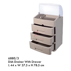 Beige Color Century 4 Tiers Dishes Drainer Rack Dishes Storage Cabinet