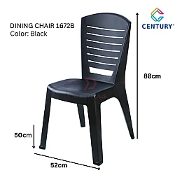 6 Pcs Black Color 1672B Century Heavy Duty Plastic Rest Chair Dining Chair Stackable Stool Bench