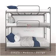 3V 3 Tiers Bed Frame Tower Triple Decker Bed Bunk Single Size Hostel Homestay Bed Frame
