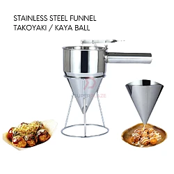 Stainless Steel Funnel Takoyaki Ball Funnel With Stand Set Batter Dispenser Kaya Ball Pan Cake Mould