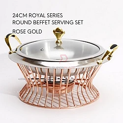 24cm Rose Gold Royal Buffet Serving Set Stainless Steel Basket Furnace Buffet Catering