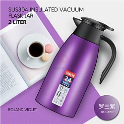 Roland Violet SUS304 2L Insulated Vacuum Thermal Flask Stainless Steel Flask Jar Coffee Pot